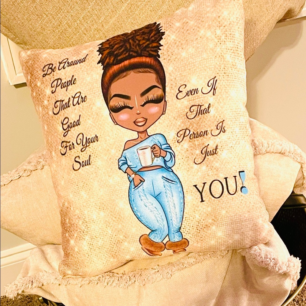 African American Woman Self Care Pillow Accent